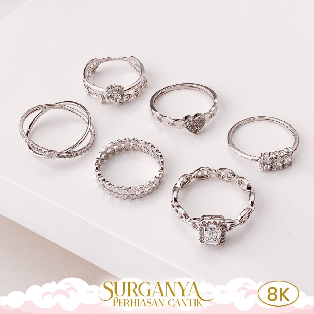 Macan Gold Kadar 8K White Gold Ring - Cincin Putih Model Variasi