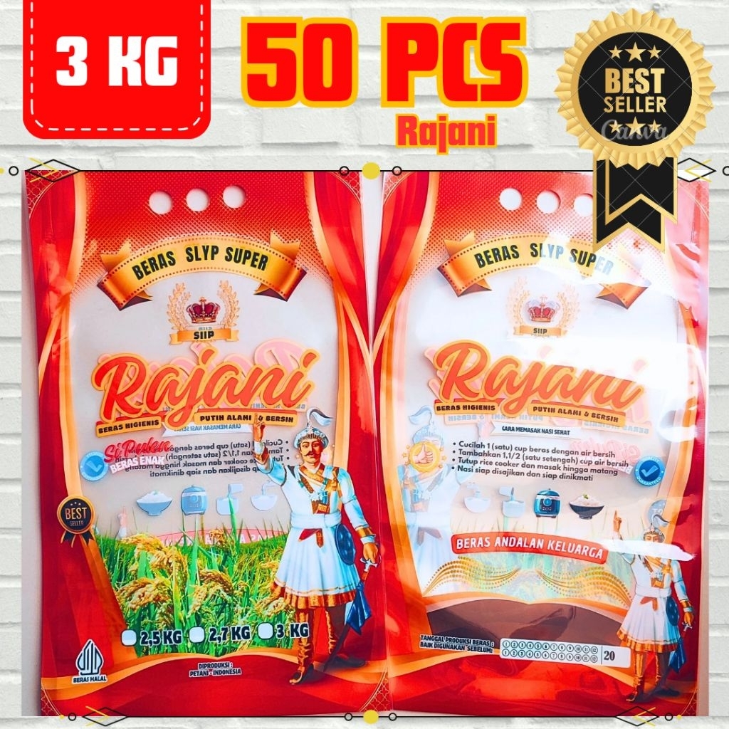

Plastik beras Rajani 3 kg, 50 pcs. bukan rinjani daunsuji