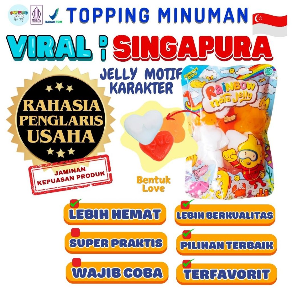 

Jelly Motif Karakter Topping Minuman - Jelly Bentuk Love Cocok Untuk Semua Minuman | Popping Boba Meletus Pecah Dimulut Nata Jelly