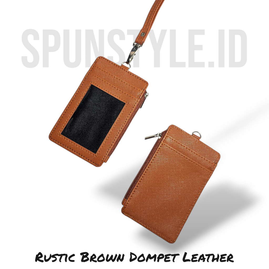 

Lanyard dompet Kulit ID Card Holder 4 Slot Elegan – Tali Gantungan Kartu Nama handmade premium eksklusif
