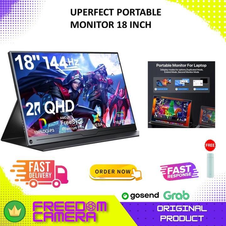 UPERFECT Portable Monitor 18 Inch IPS QHD 2.5K 144Hz Type C Mini HDMI - K118 - Black