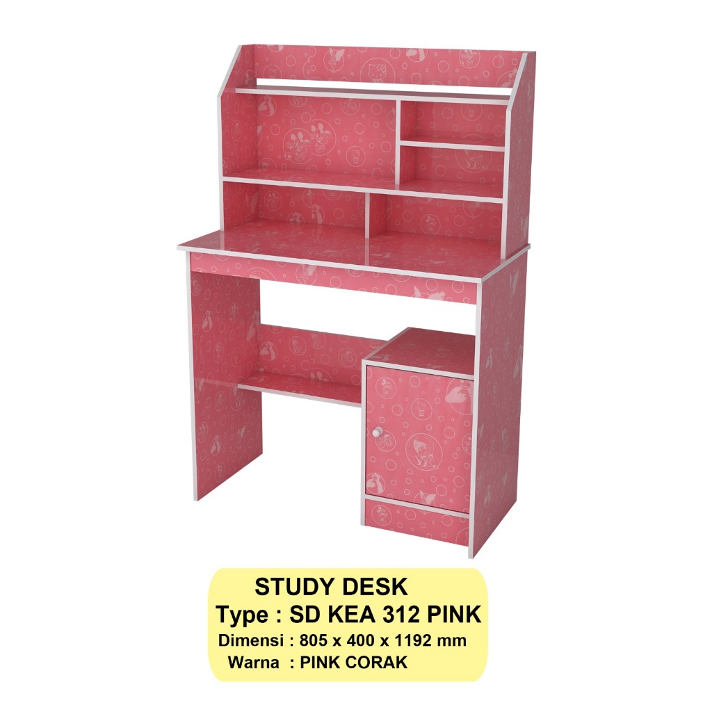 Meja Belajar anak karakter-Lemari Buku-Meja Tulis