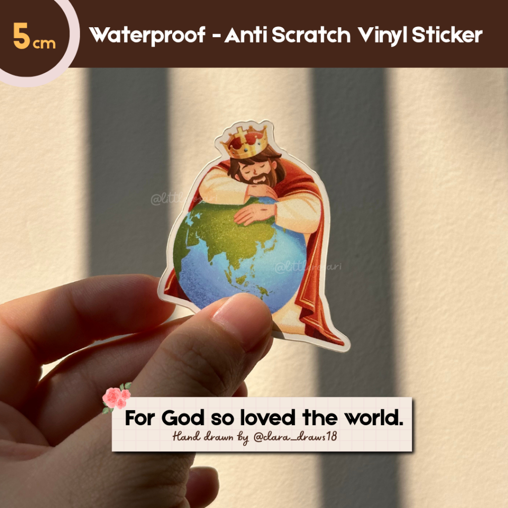 

Stiker Katolik Waterproof - Yesus Peluk Dunia | Vinyl Anti Gores 5cm | Handdrawn Sticker
