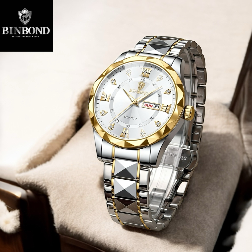 ORIGINAL BINBOND JAM TANGAN PRIA ORIGINAL 100% STAINLESS STEEL ANTI AIR ELEGAN MODEL BUSINESS STYLE