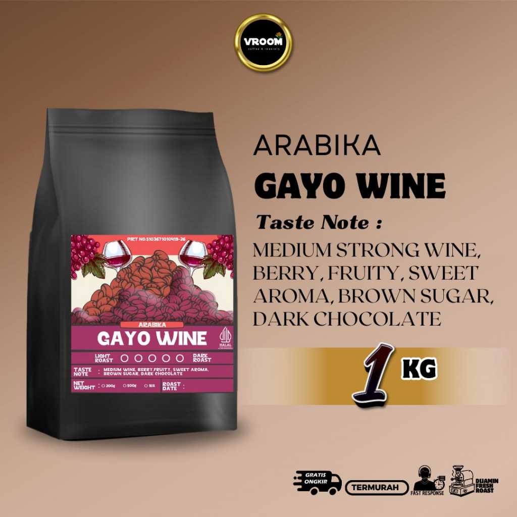

Coffee Arabica Gayo Wine Roasted Bean Biji Matang Bubuk 1KG