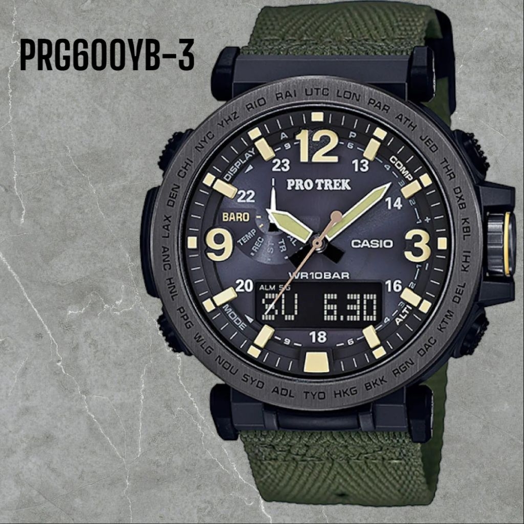 JAM TANGAN PRIA MERK CASIO PRO TREK TYPE PRG-600Y BATERAI ORI BM1