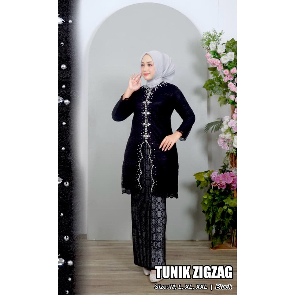 Tunik brukat payet zigzag busui friendly model kekinian / Tunik Pesta / Kebaya Brukat