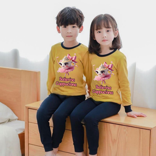 Dealshop Baju Tidur Anak Untuk Umur 1 - 10 Tahun Motif Balerina Pita / Setelan Anak Laki - Laki / St