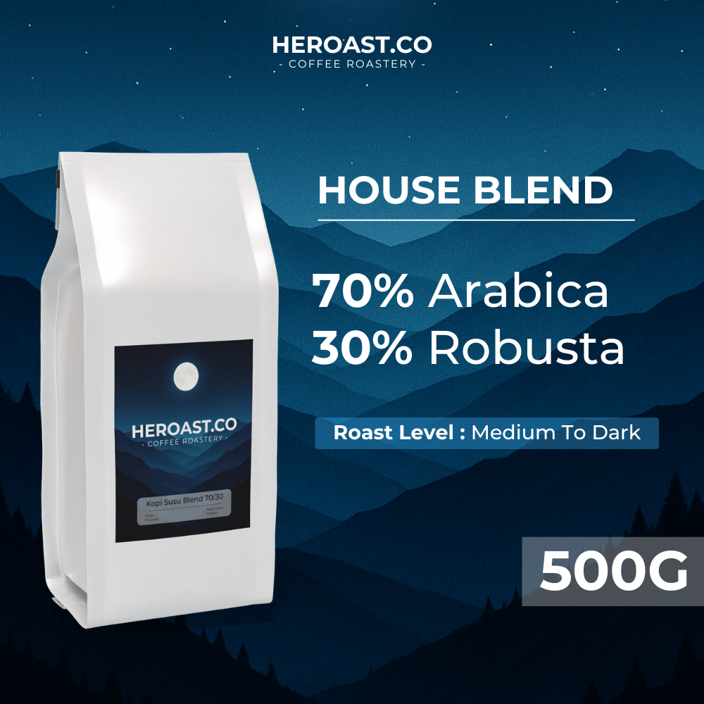 

HEROAST.CO House Blend Espresso Kopi Susu Blend 70/30 500 GR (Biji/Bubuk) Medium To Dark