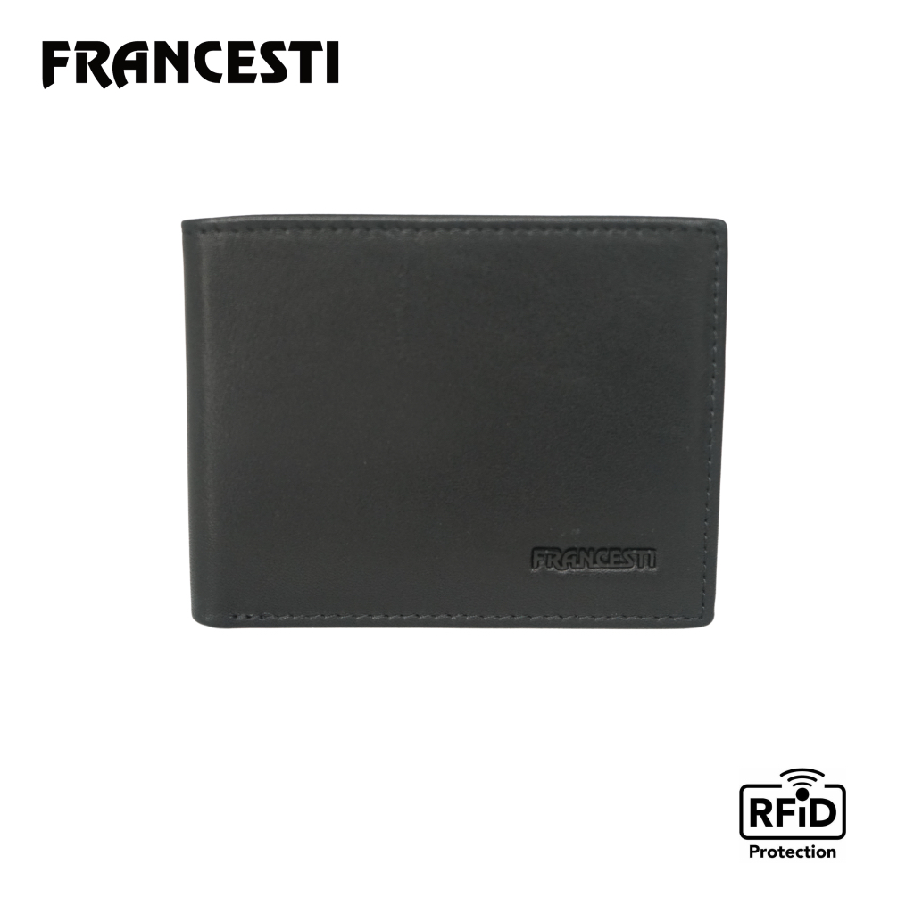 Francesti Dompet Kartu/Uang  Pria/Wanita Dilengkapi dengan RFID Protection Genuine Leather 174R Blac