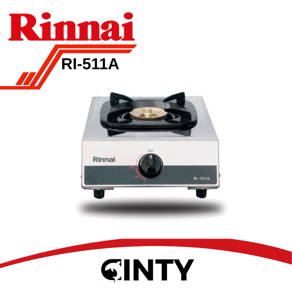 Kompor Rinnai 1 Tungku , Top plate Stainless steel , Api Lilin