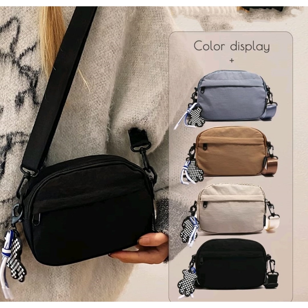Tas Selempang Wanita Simpel Kain Oxford Tas Kanvas Sling Bag Tas Mini Hp Shoulder Bag Canvas Cewek