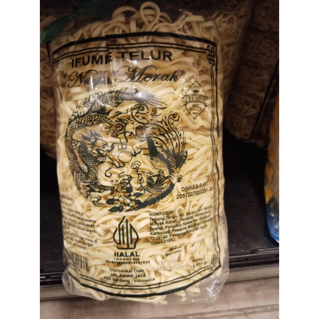 

IFUMI Mie Telur Cap Naga Merak 450 gr isi 5 Keping
