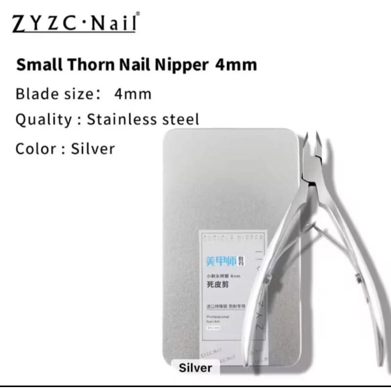 ZYZC NIPPER SILVER 4MM GUNTING KUTIKULA SILVER ANTI KARAT