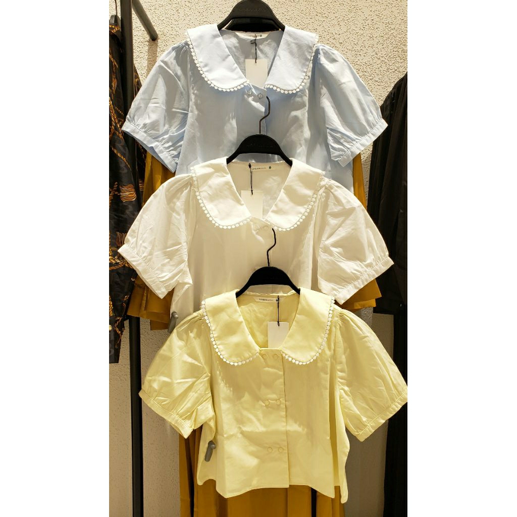 BLUS KEMEJA KERAH PUFF KOREAN PASTEL COLOURS