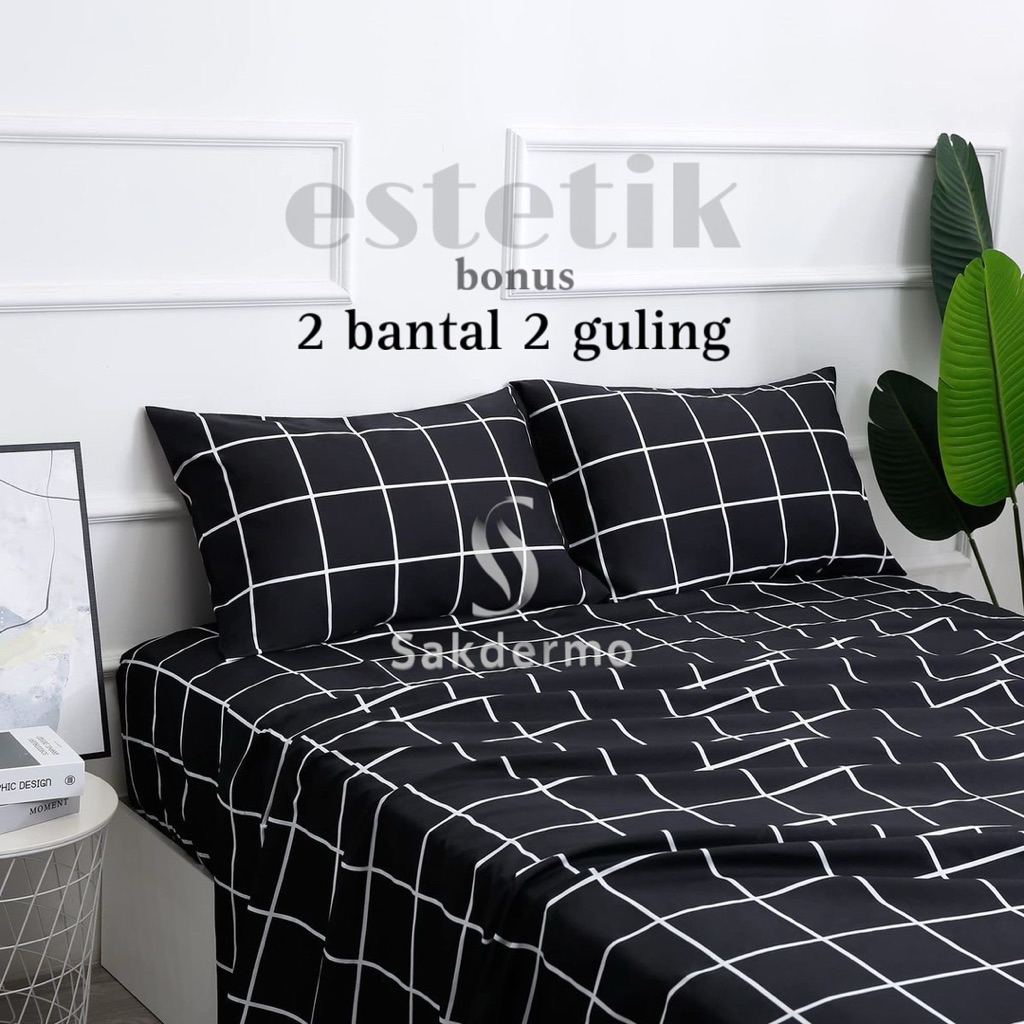 setelan sprei kotak estetik 160x200,180x200,200x200 / sprei set kotak estetik / sprei jumbo