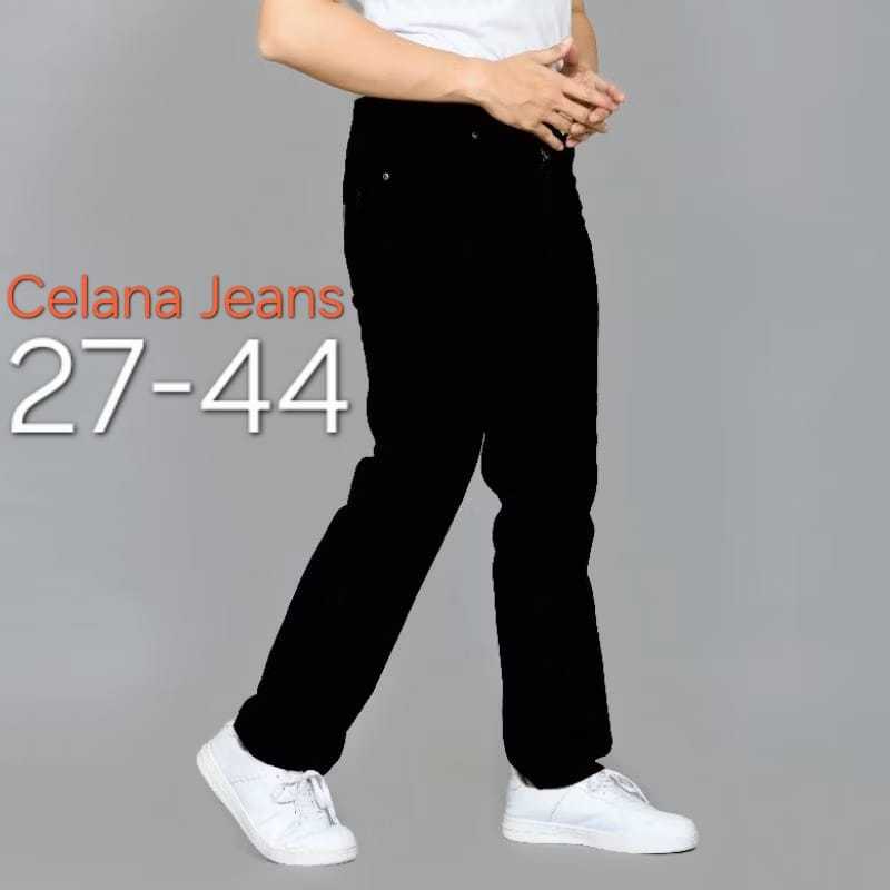 Celana Jeans Pria Ukuran Jumbo Hitam Panjang Premium / Big Size Melar Jeans Slimfit 27 sampai 44