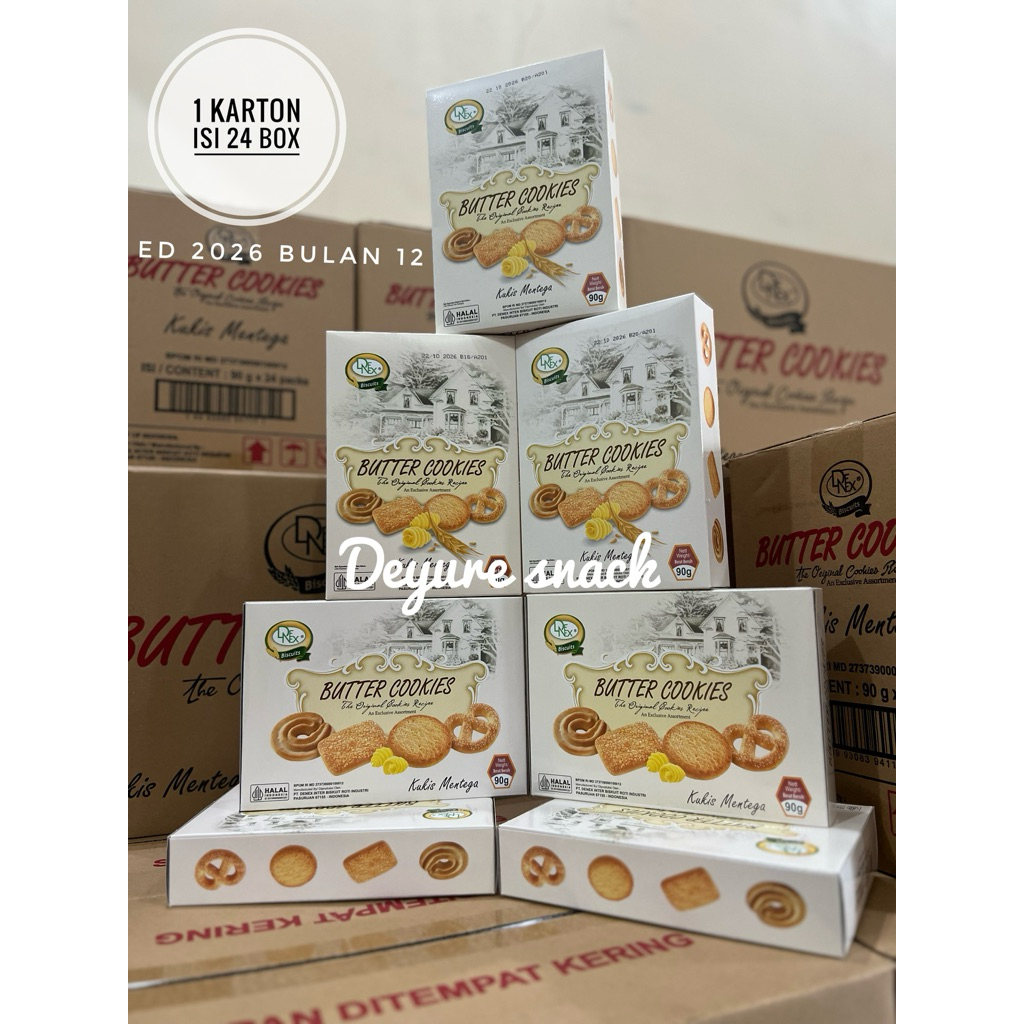 

Denex Butter Cookies 90 gr 1 dus isi 24 Pcs Snack Hajatan Karton