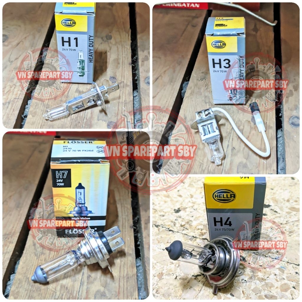 LAMPU DOP HALOGEN H1/H3/H4/H7 24 VOLT