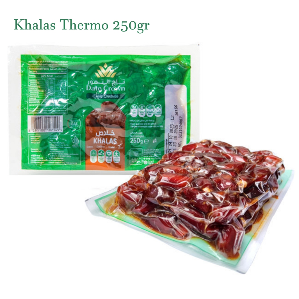 

Kurma Date Crown Khalas 250GRAM Thermo Datecrown untuk Oleh Oleh Haji dan Umroh /pcs