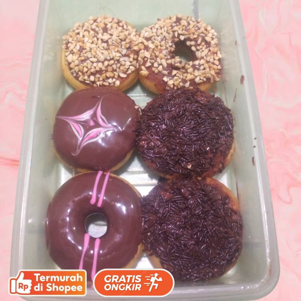 

Donat medium isi 6 perbox cokelat mix