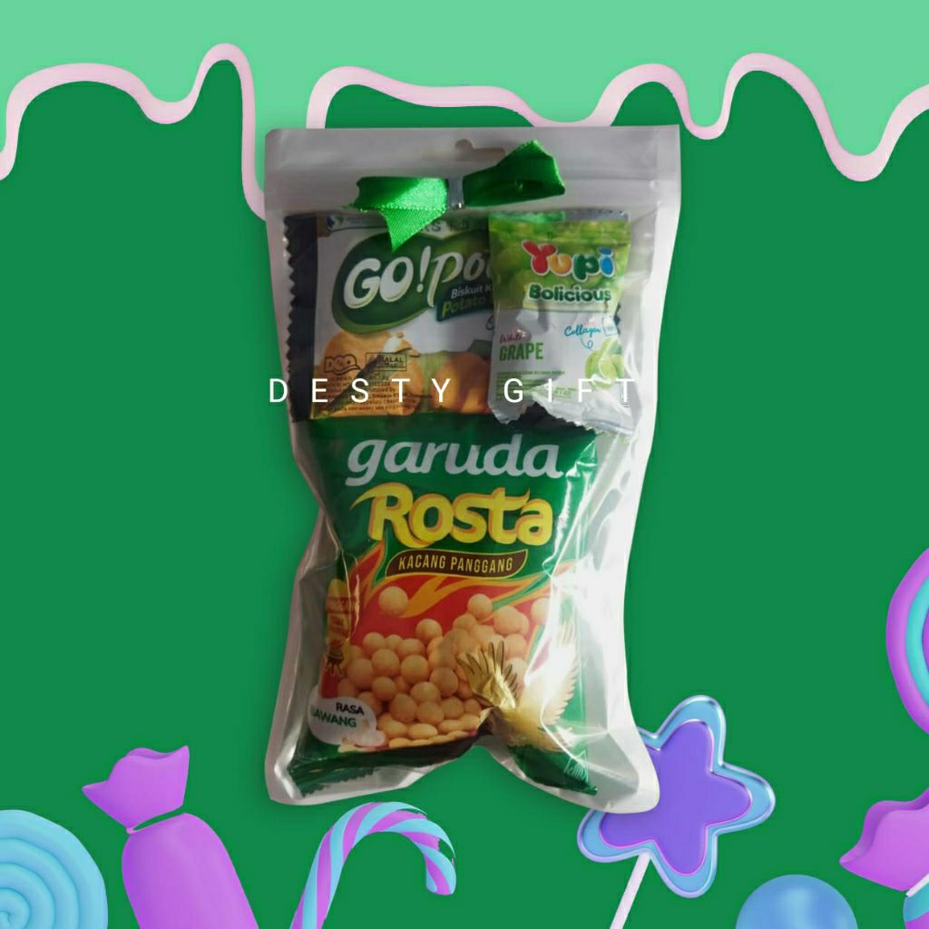 

mini gift snack/snack ultah anak/freebie tema hijau