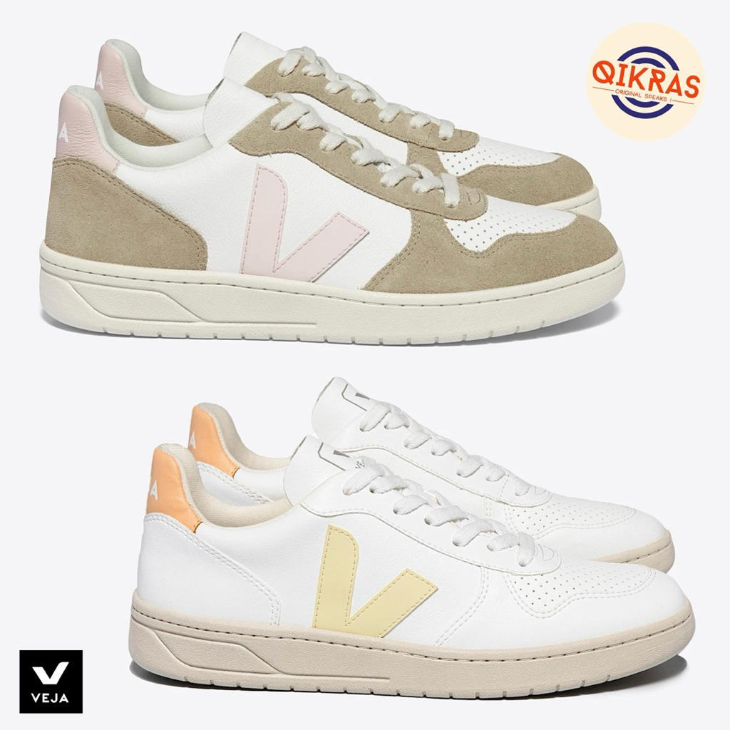 Veja V-10 Chromefree Leather / CWL - White Petale Sahara | Sun Peach