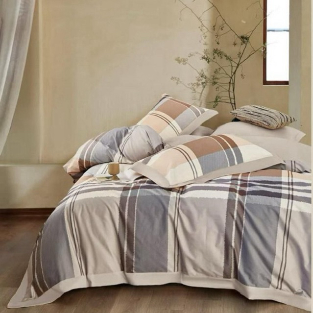 Sprei Katun Jepang Motif Garis Minimalis Custom Size - Custom Sprei Rempel Murah - Sprei Grosir Sura