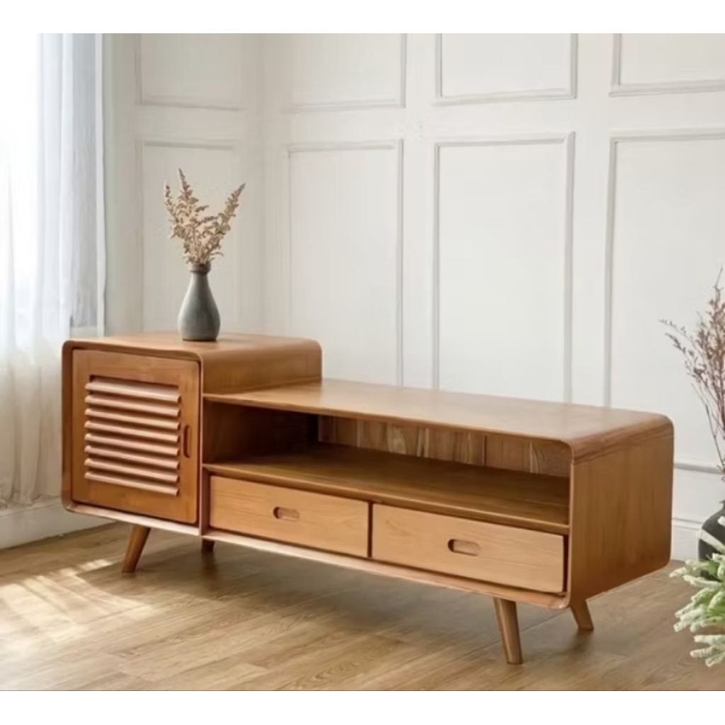 Bufet TV Minimalis Kayu Jati Stand TV Minimalis Kayu Jati Meja TV Kayu Jati