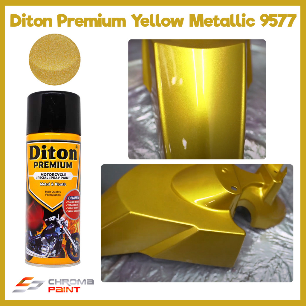 Cat Diton Premium Metallic (YELLOW METALLIC 9577) | Cat Semprot Diton Kuning