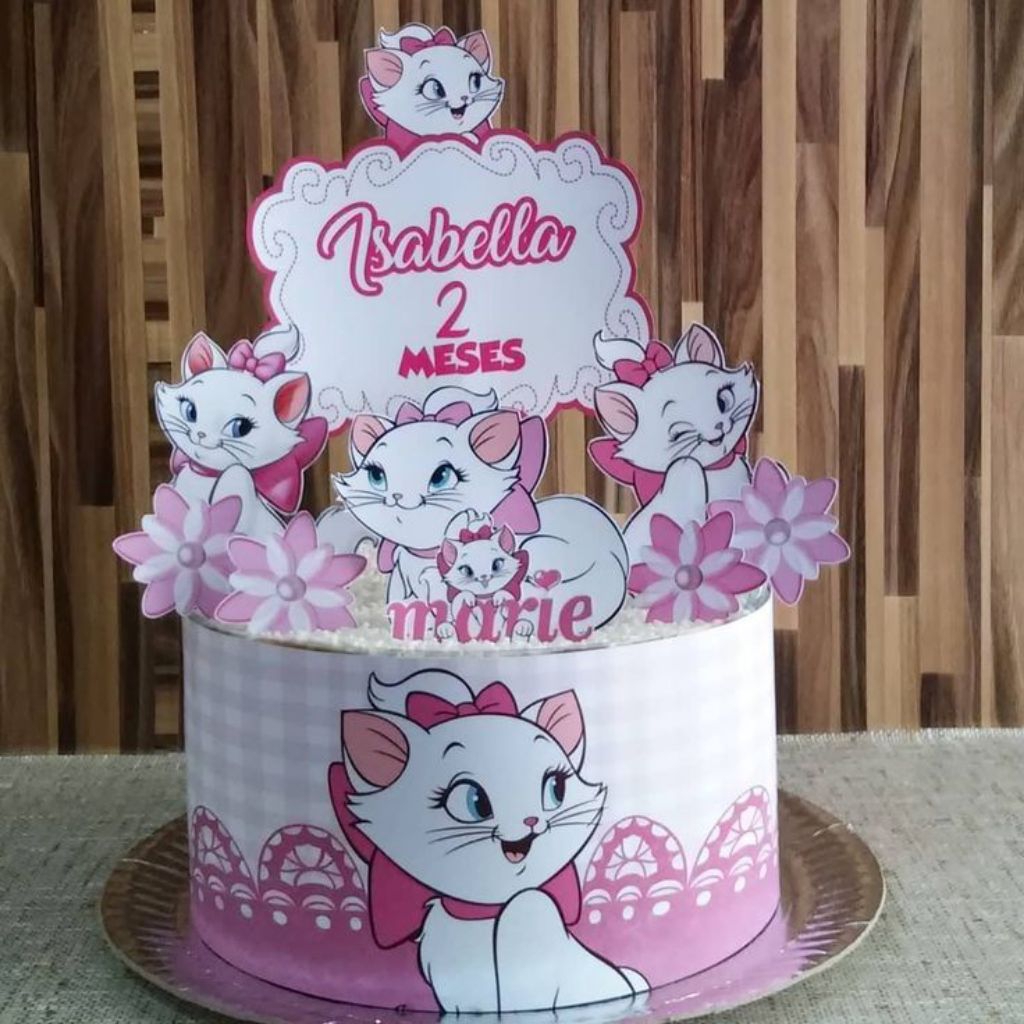Topper birthday cake Marie Cat bisa costum tulisan