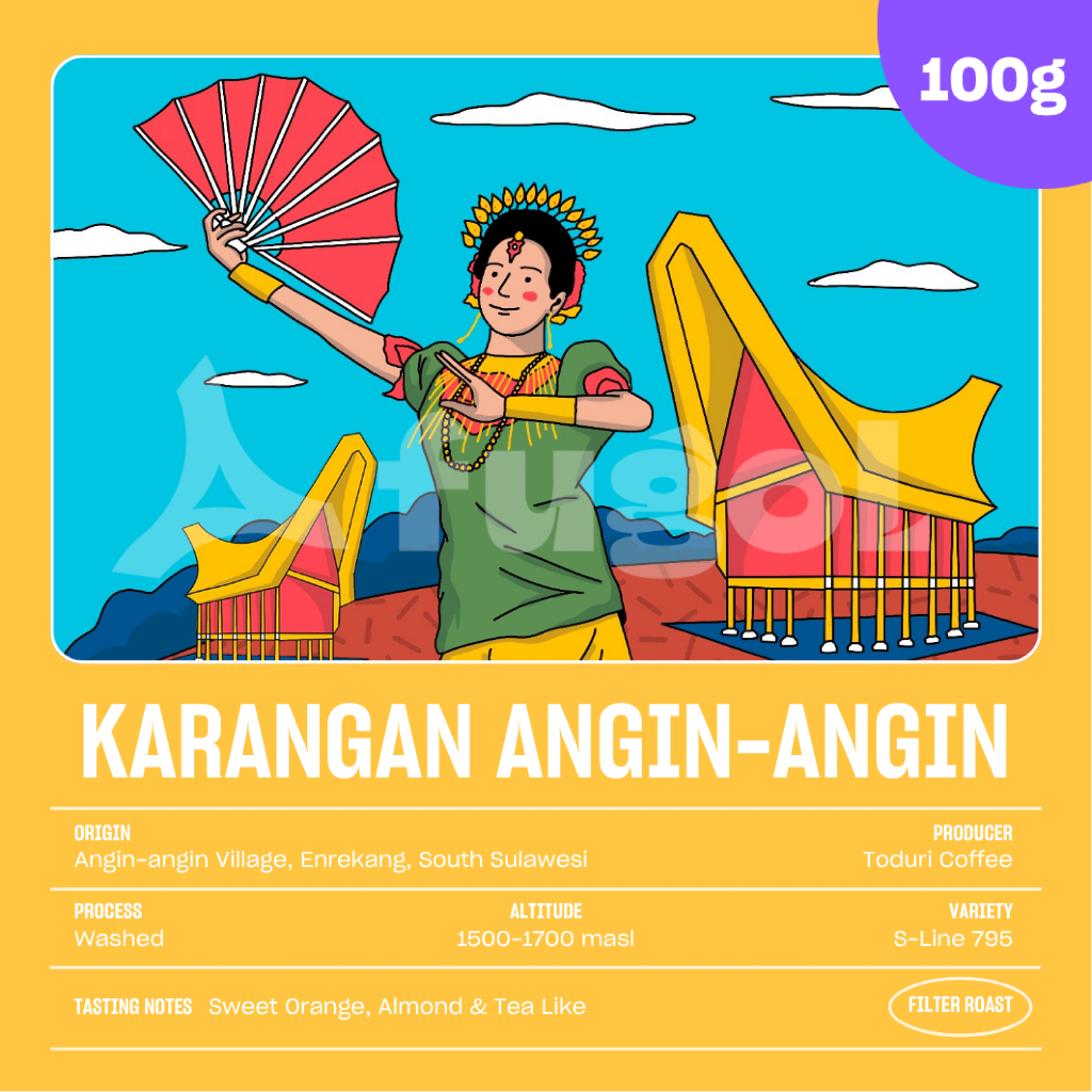 

Biji Kopi Arabika Sulawesi Karangan Angin - Angin (100 gr) Single Origin Coffee