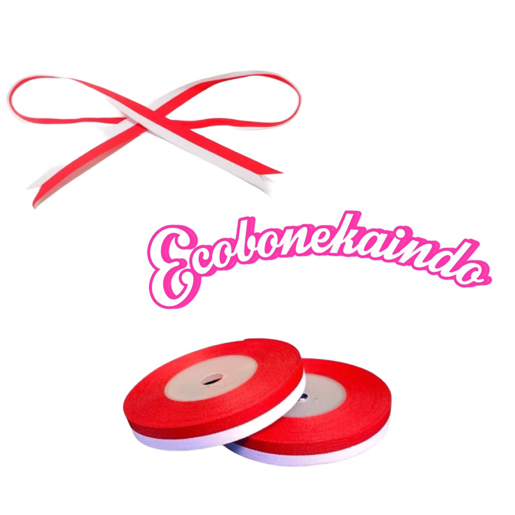 

Pita bendera merah putih per METER 1/2 inch pita satin berwarna gradasi merah dan putih pita 17 agustus pita DIRGAHAYU HUT RI ecobonekaindo