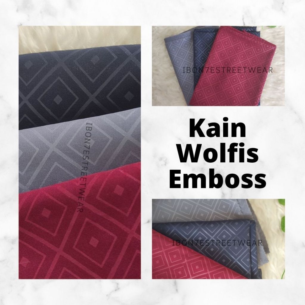 Kain Wolfis Embos grade A premium MOTIF Kotak Kotak Kelipatan Setengah meter/50cm/0,5m