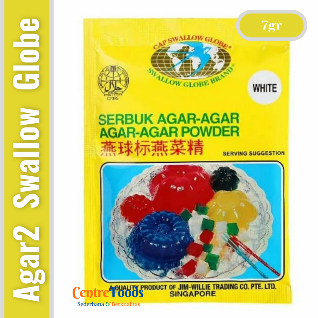 

Tepung Agar-Agar Powder - Agar Agar SWALLOW GLOBE | Putih - 7gr [ Harga Per BKS ]