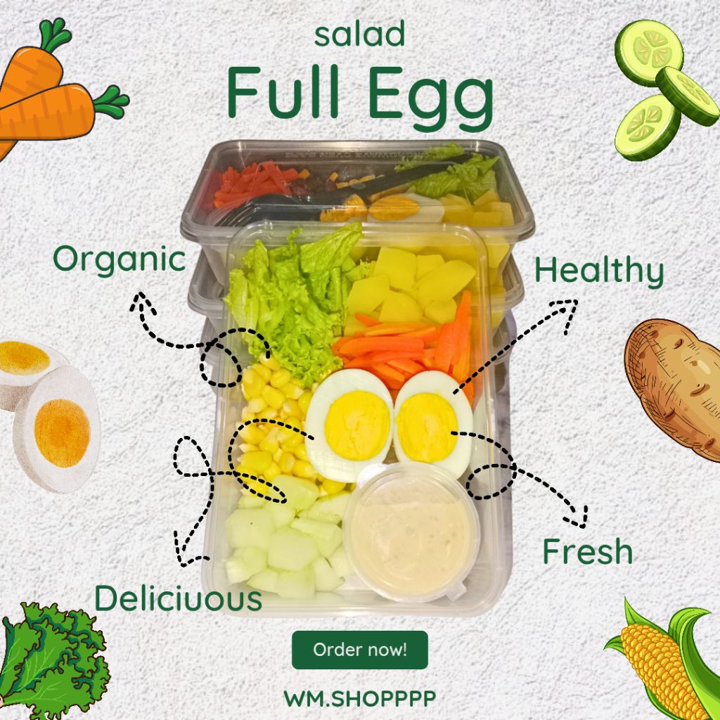 

FULL EEG SALAD SAYUR FULL TELUR DRESSING WIJEN SANGRAI KEWPIE SALAD SAYUR BUAH SURABAYA