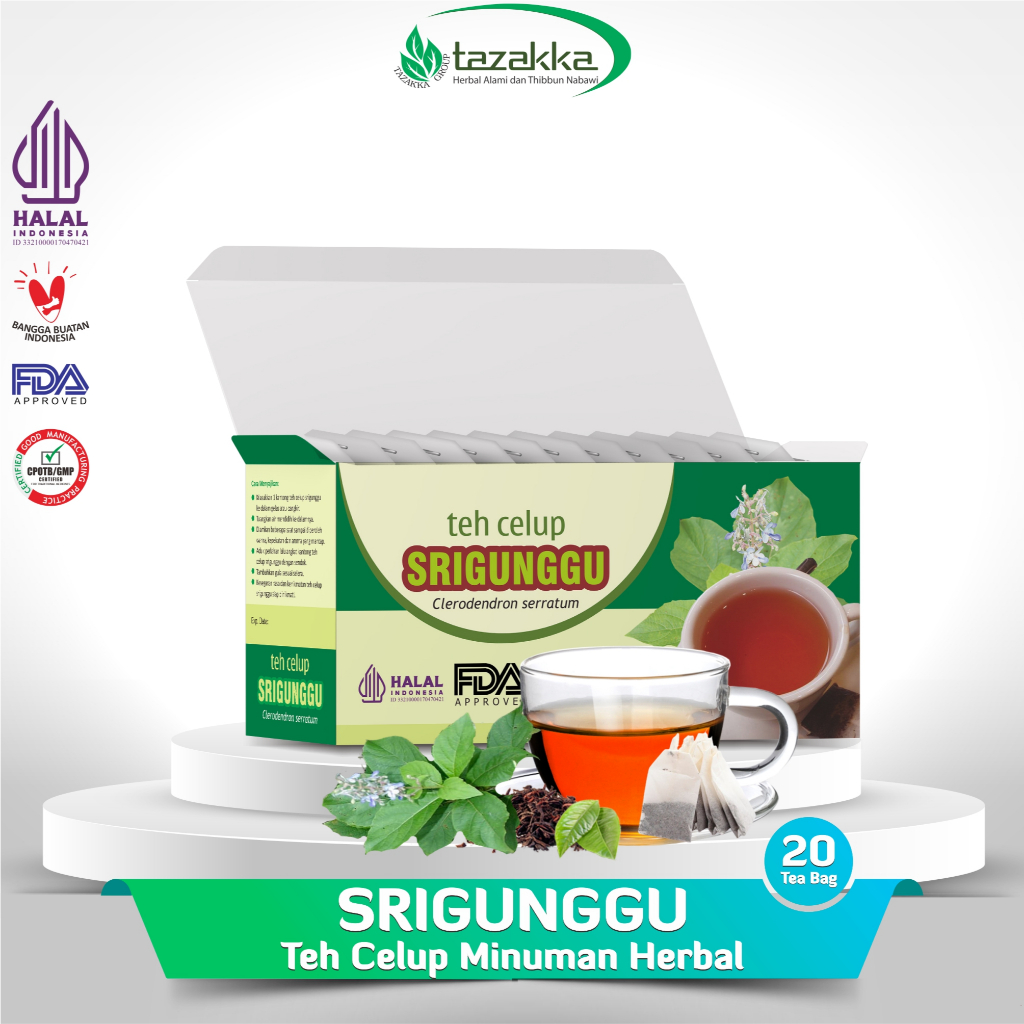 

TAZAKKA Teh Gurah Penghilang Lendir Dahak Daun Srigunggu Isi 20 Minuman Herbal Obat Batuk Berdahak