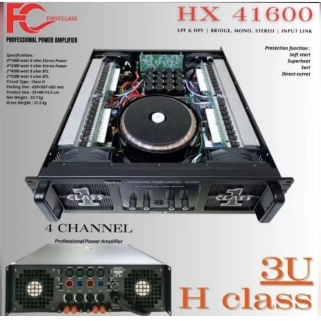 0Power Amplifier FIRSTCLASS HX41600 4CH 4X1600 Watt First Class Garansi Original HX 41600