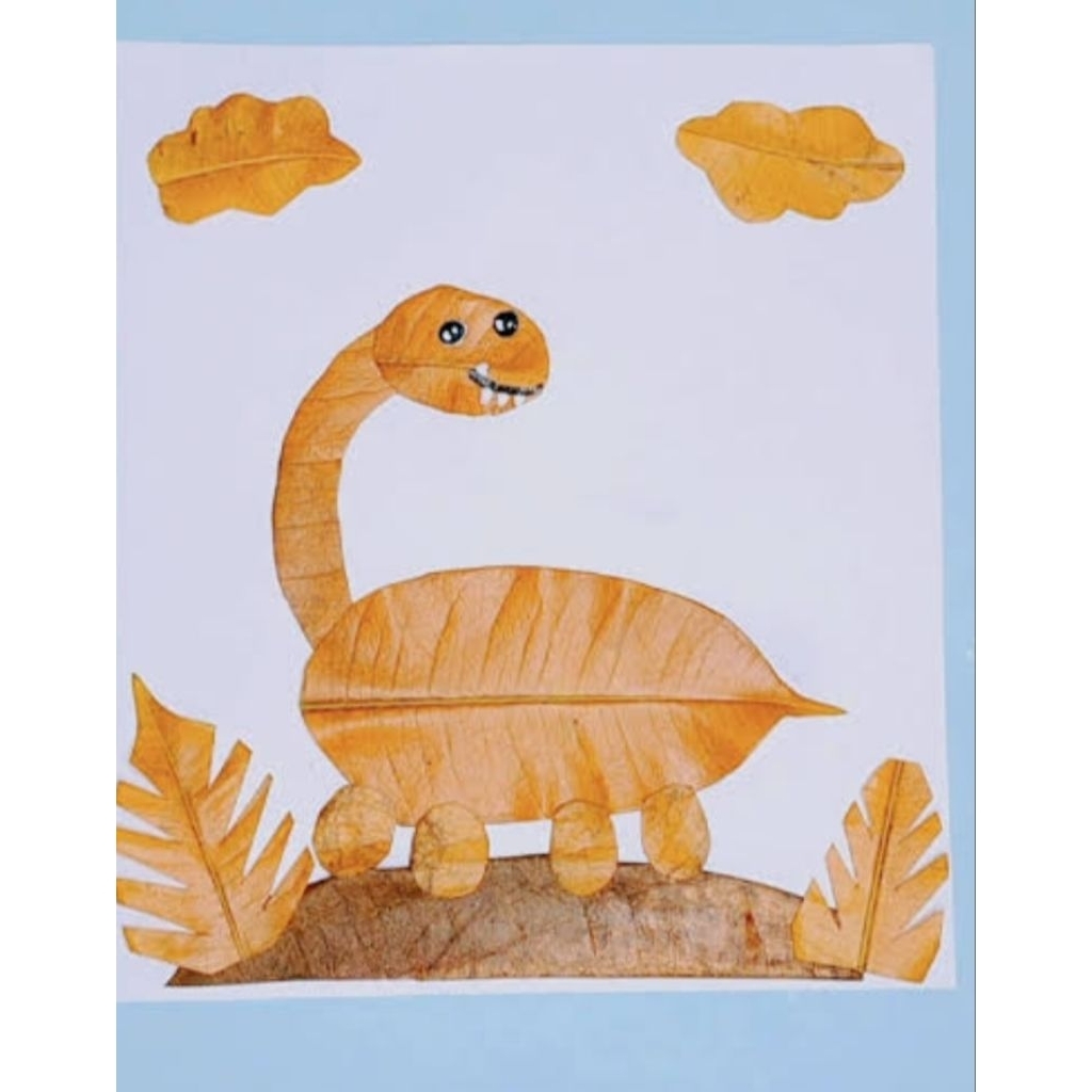 Kerajinan tangan kolase daun kering tema hewan 2 jenis siap pajang untuk tugas anak sekilah