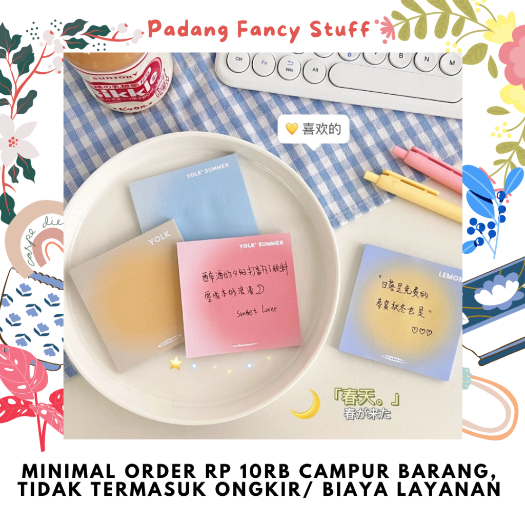 

PFS - Sticky Notes Gradasi Lucu Polos 50 Lembar Memo Tempel Gradasi Warna-Warni 50Lembar Tempelan Kertas Catatan Memo
