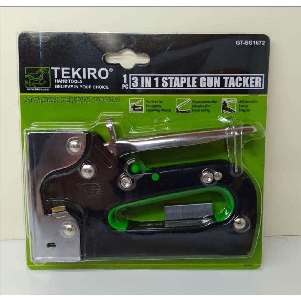 

Tekiro Staples Gun Tacker 3 IN 1 Ukuran 6 - 14 mm / Tembakan Staples Jock motor 3 IN 1
