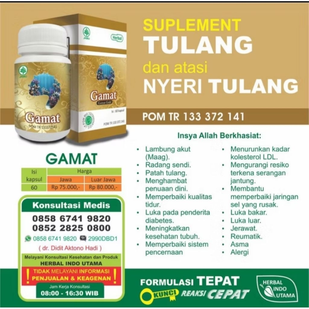 Kapsul GAMAT timun laut tripang laut 60 kapsul