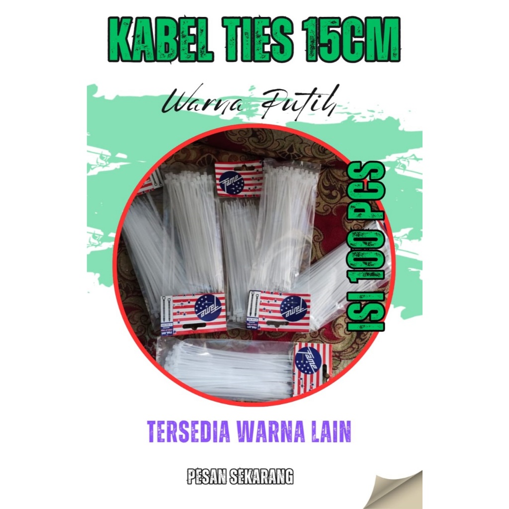 

Kabel ties Nylon ukuran 15 cm 1 pack isi 100 pcs Putih | Kabel tis Nylon 15 cm isi 100 pcs Putih