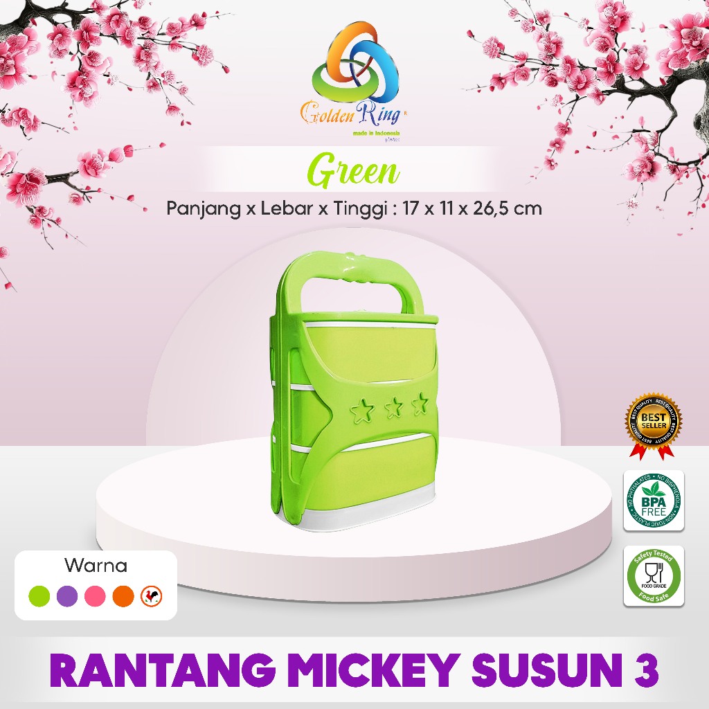 hot sale rantang plastik cantik / rantang ayam jago / rantang bekal anak / rantang mickey susun 3