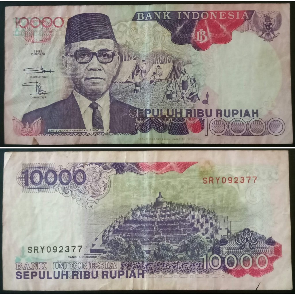 Indonesia 10000 Rupiah Tahun 1992 Hamengku Buwono IX