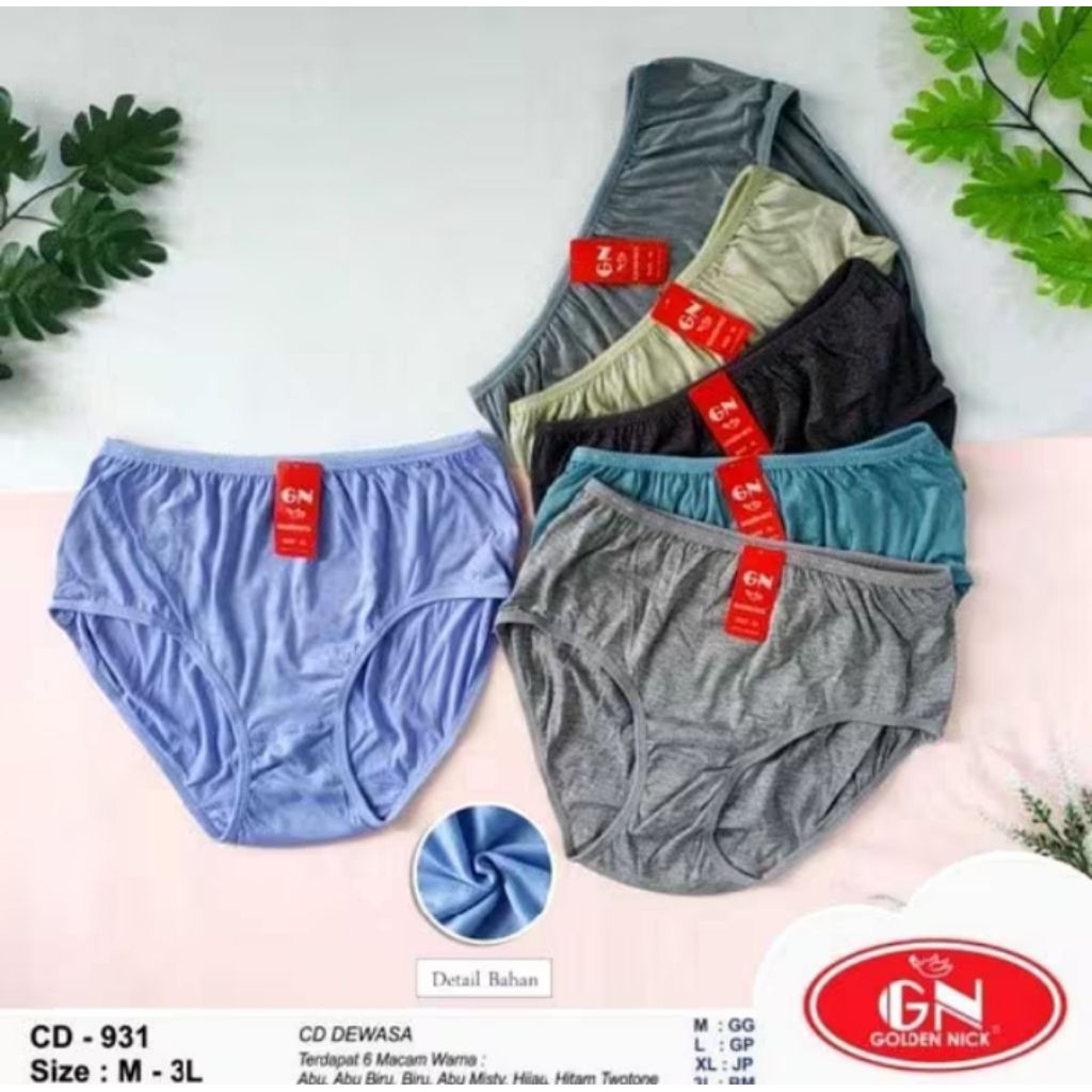 CD isi 6 pcs celana dalam underwear golden Nick original murah celana dalam wanita yutind