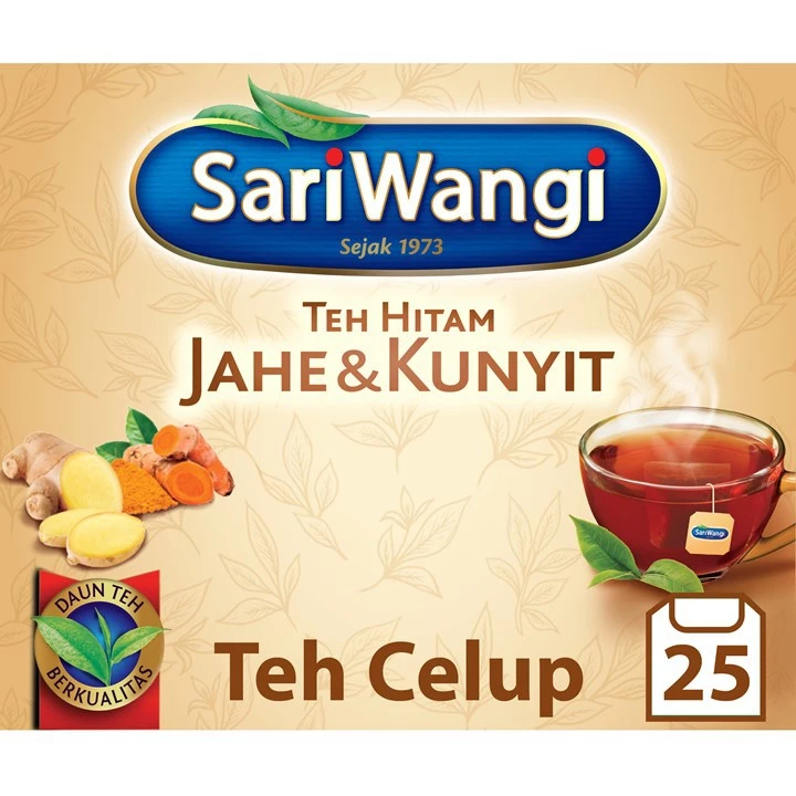 

SARIWANGI Teh Jahe dan Kunyit Isi 25 Kantong | Teh Celup Herbal Rasa Jahe dan Kunyit sari wangi 25 X 1.5 GR