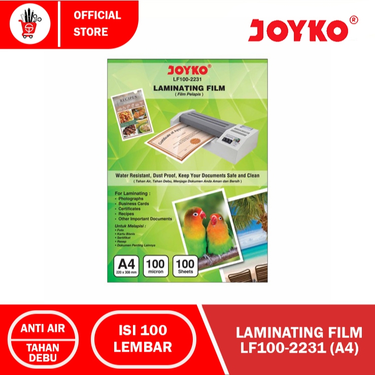 

Plastik Laminating | Laminating Film JoykoLF100-2231 A4 100 Sheets (1PACK)