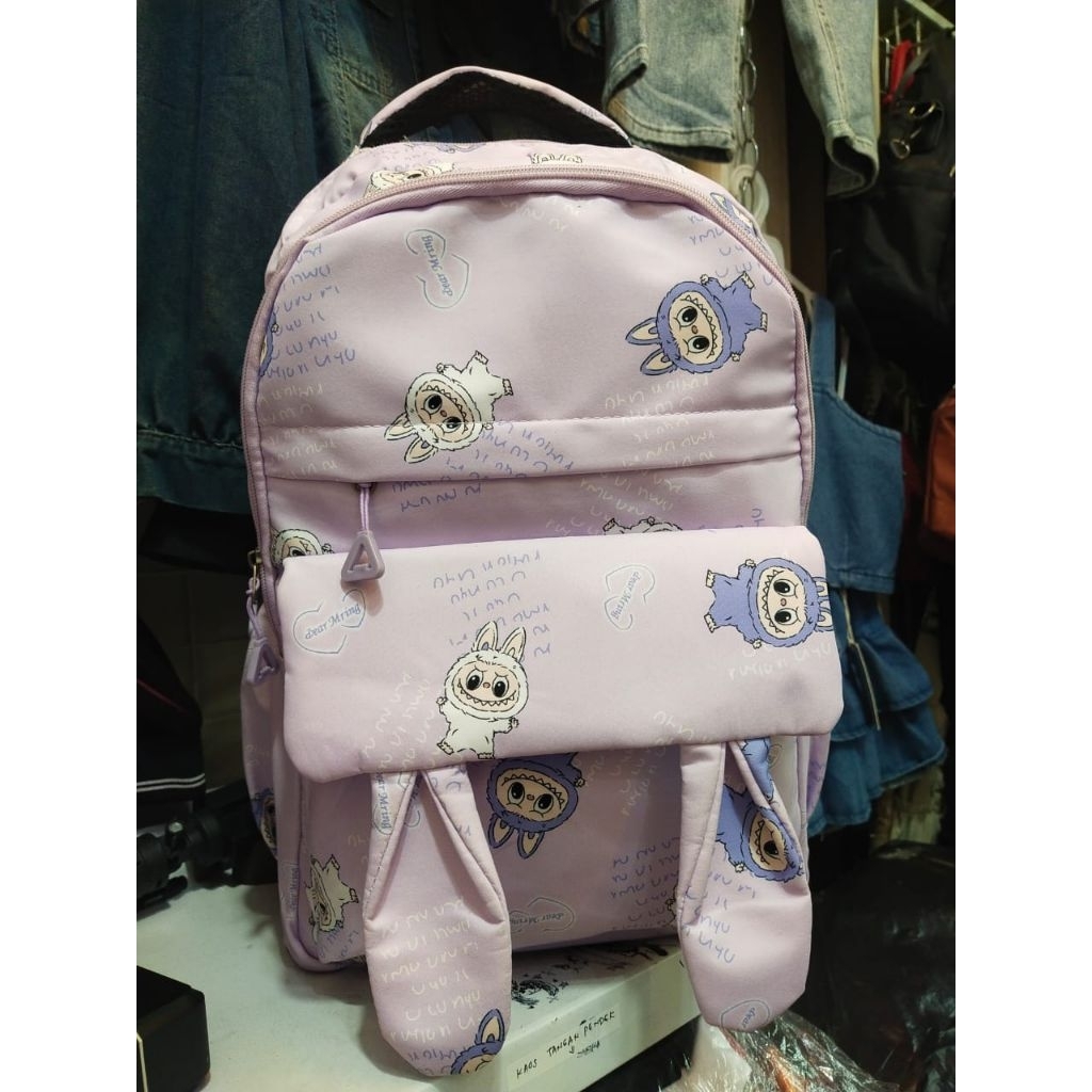 TAS SEKOKAH ANAK CEWEK LABUBU WARNA UNGU/TAS SEKOKAH ANAK CEWEK SMP/SMA LABUBU WARNA UNGU