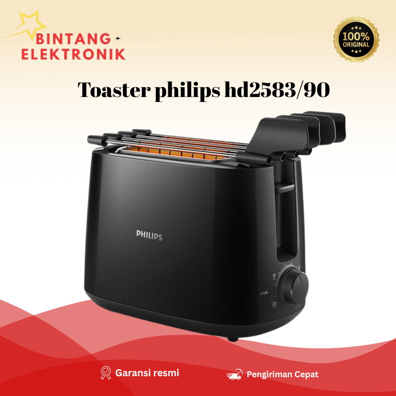 Philips Toaster HD2583|90 Pemanggang Roti 2 Slot dengan Bunwarmer